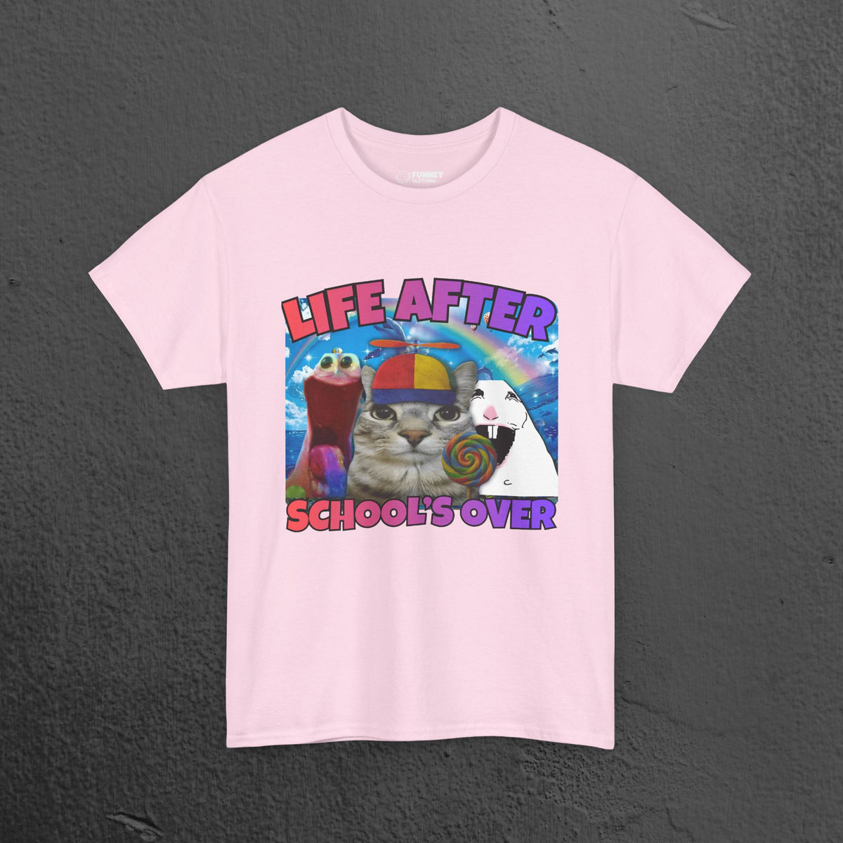 Life after School's Over Funny Meme Dreamcore Graphic T-shirt, Stupid Gifts for Friends, Silly Cats Tee, Weird Tshirt, Cringey Tees