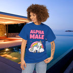 Alpha Male Ironic T-Shirt - Funny Ironic Graphic Tee, Rainbow Unicorn Shirt, Funny Meme Gift