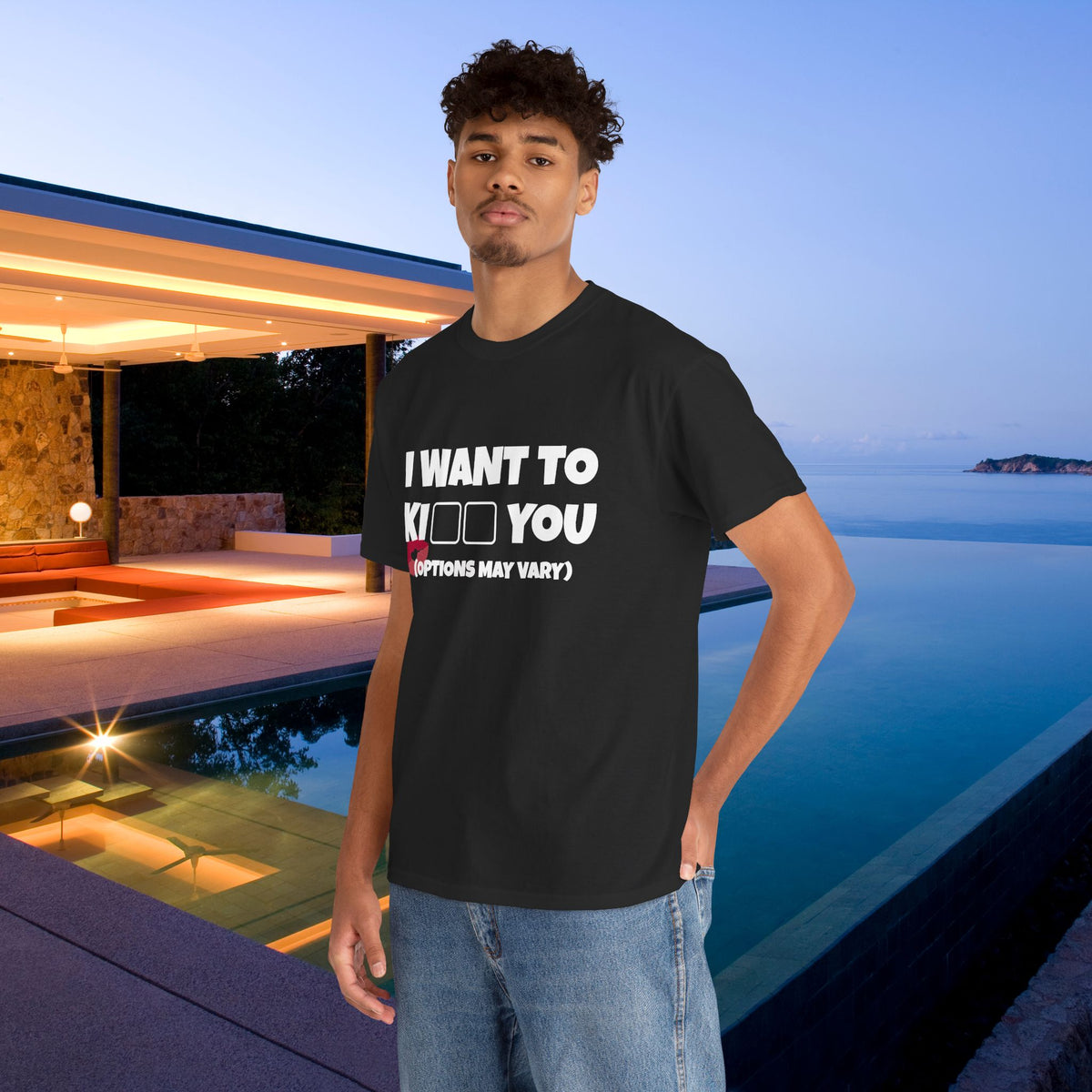 I want to kiss you - Funny Romantic Graphic Tee Shirt, Romantic Meme Gift for Girlfriend/Boyfriend,