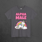 Alpha Male Ironic T-Shirt - Funny Ironic Graphic Tee, Rainbow Unicorn Shirt, Funny Meme Gift