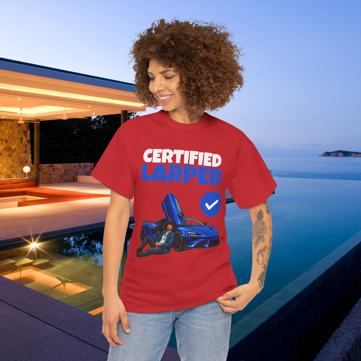 Certified LARPer - Meme Graphic Tee, Sportscar T-Shirt, Gift for Car Lovers