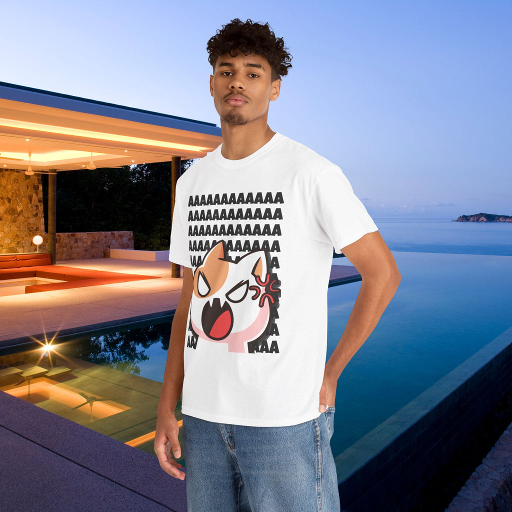 Funny Cat Screaming Meme Graphic T-shirt, Stupid Gifts for Friends, Silly Cats Tee, Weird Tshirt, Cringey Tees, Unhinged
