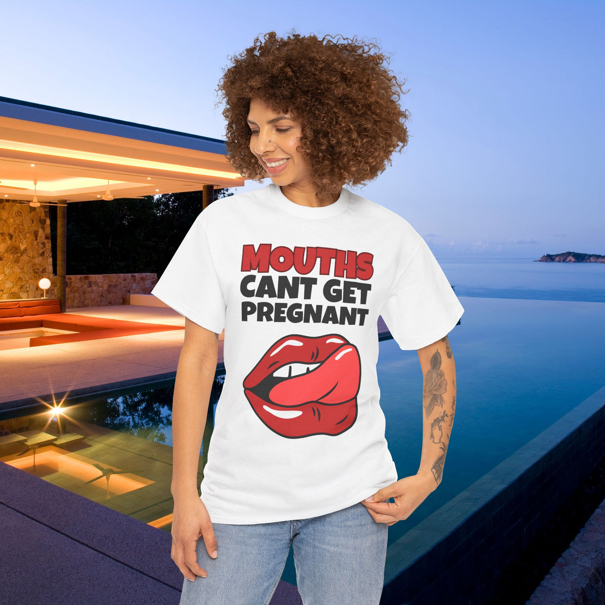 Mouths can't get pregnant - Funny Inappropriate T-Shirt, Romantic Inappropriate Graphic Tee