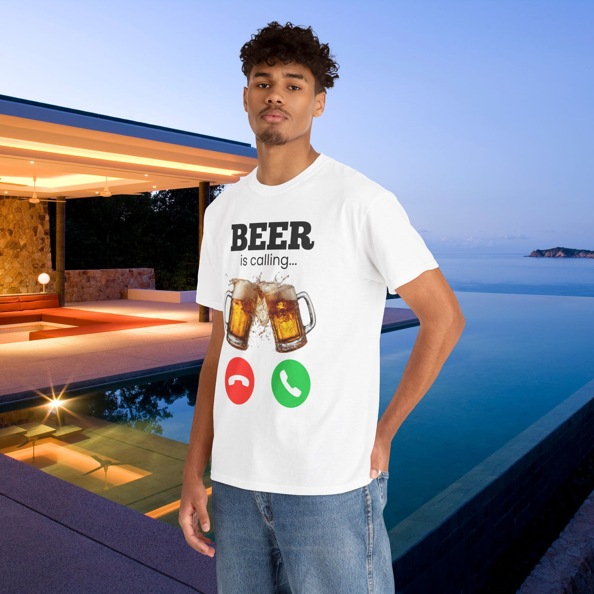 Beer is calling - Funny Beer Alcohol Graphic Tee, Funny Alcohol Meme Tshirt, Funny Gift for Dad Father's Day